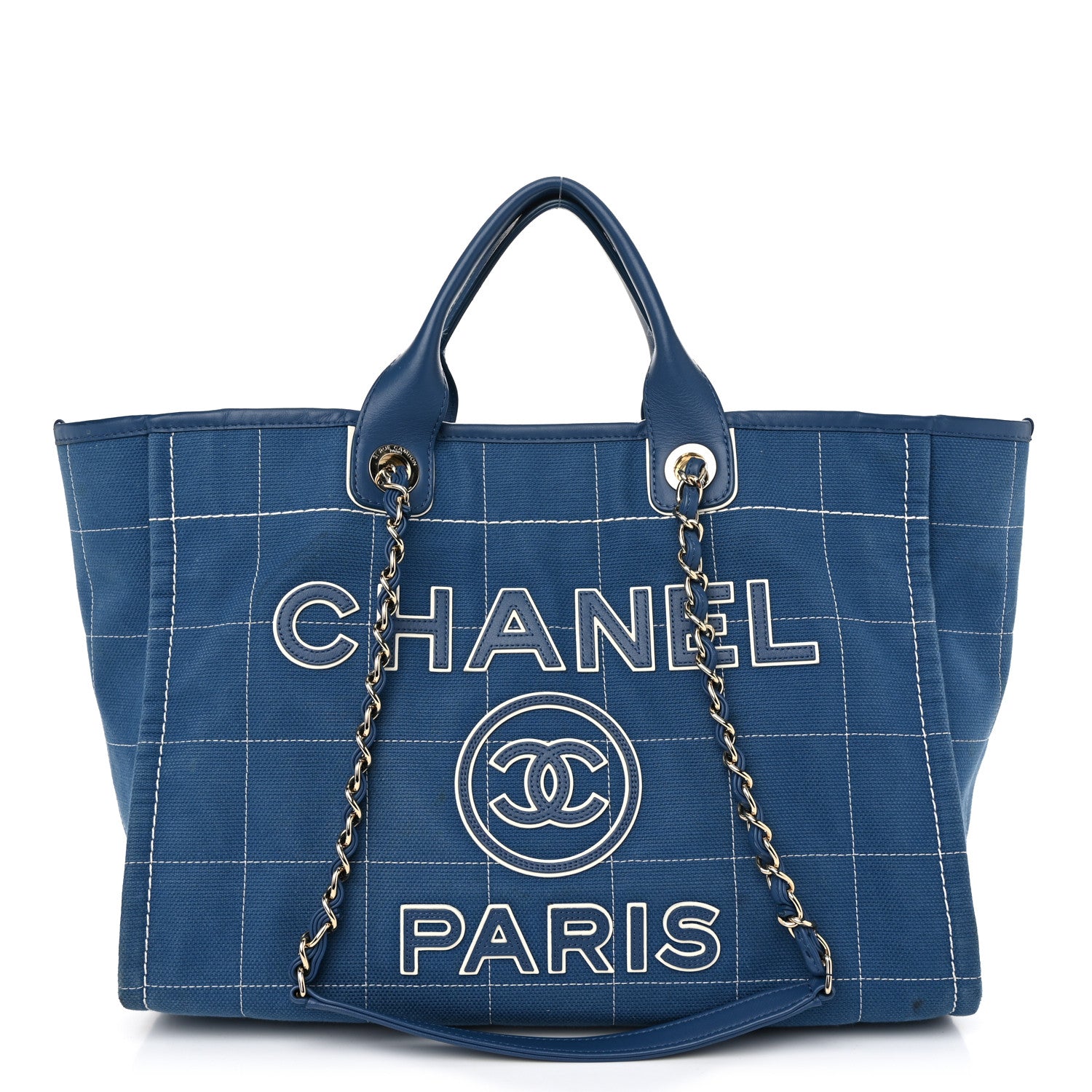 Chanel Cotton Medium Deauville Tote Blue White 1 of 12