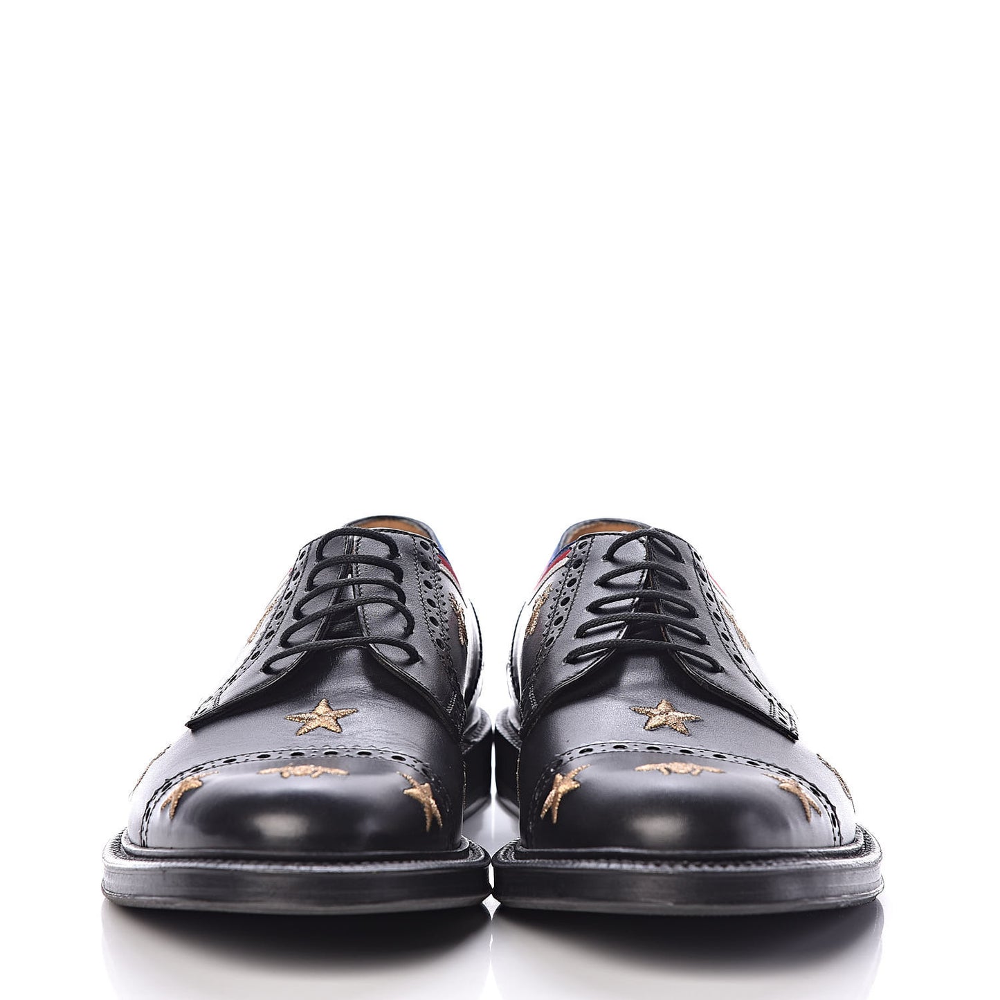 Calfskin Bee Star Embroidered Mens Captoe Derby Loafers 7.5 Black