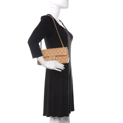 Chanel Lambskin Quilted East West Flap Beige 2 of 11