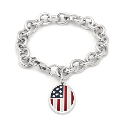 Tiffany Sterling Silver Enamel American Flag Charm Bracelet 1 of 4
