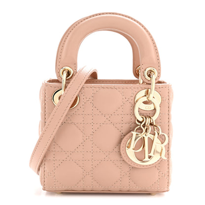 Christian Dior Lambskin Cannage Micro Lady Dior Rose Des Vents 1 of 11