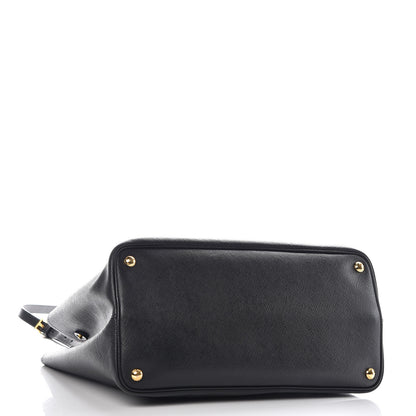 Prada Saffiano Cuir Large Double Bag Black Fuoco 4 of 18
