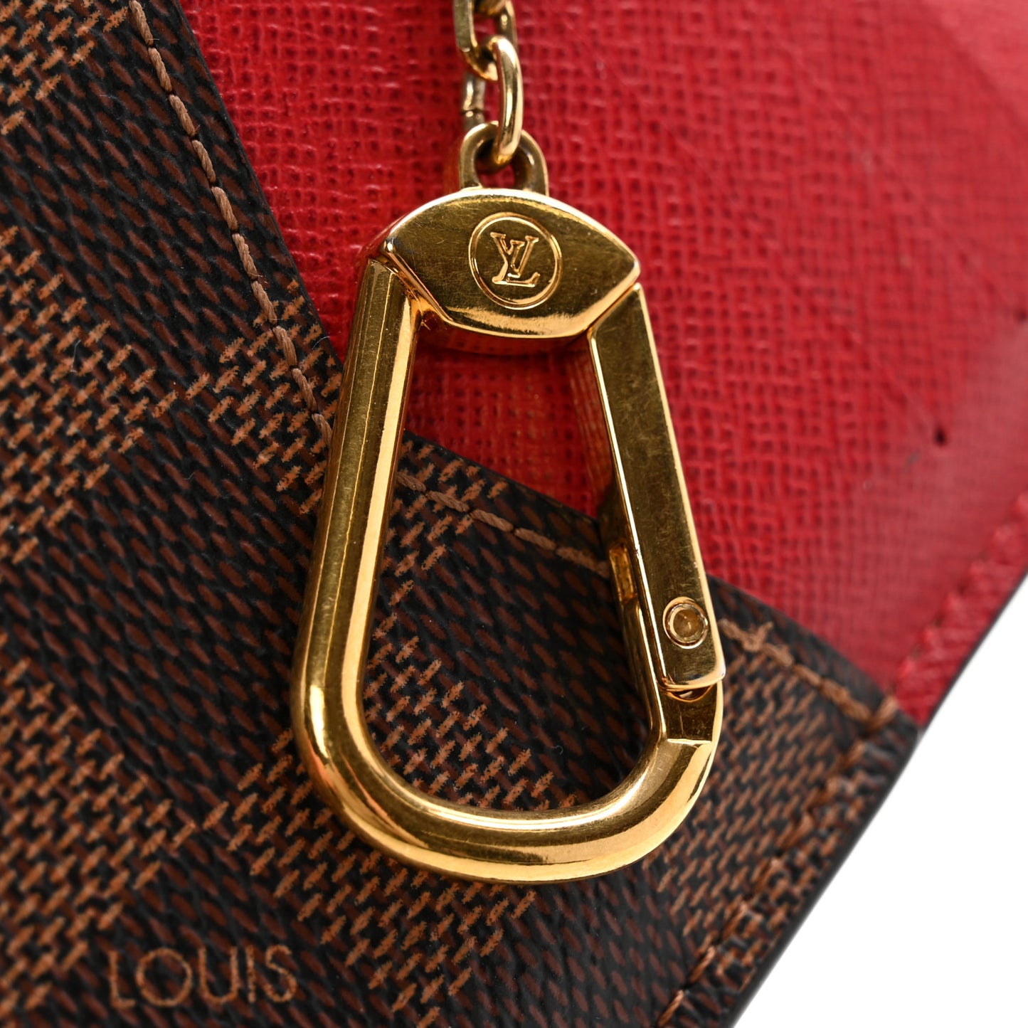 Damier Ebene Recto Verso Card Holder Red