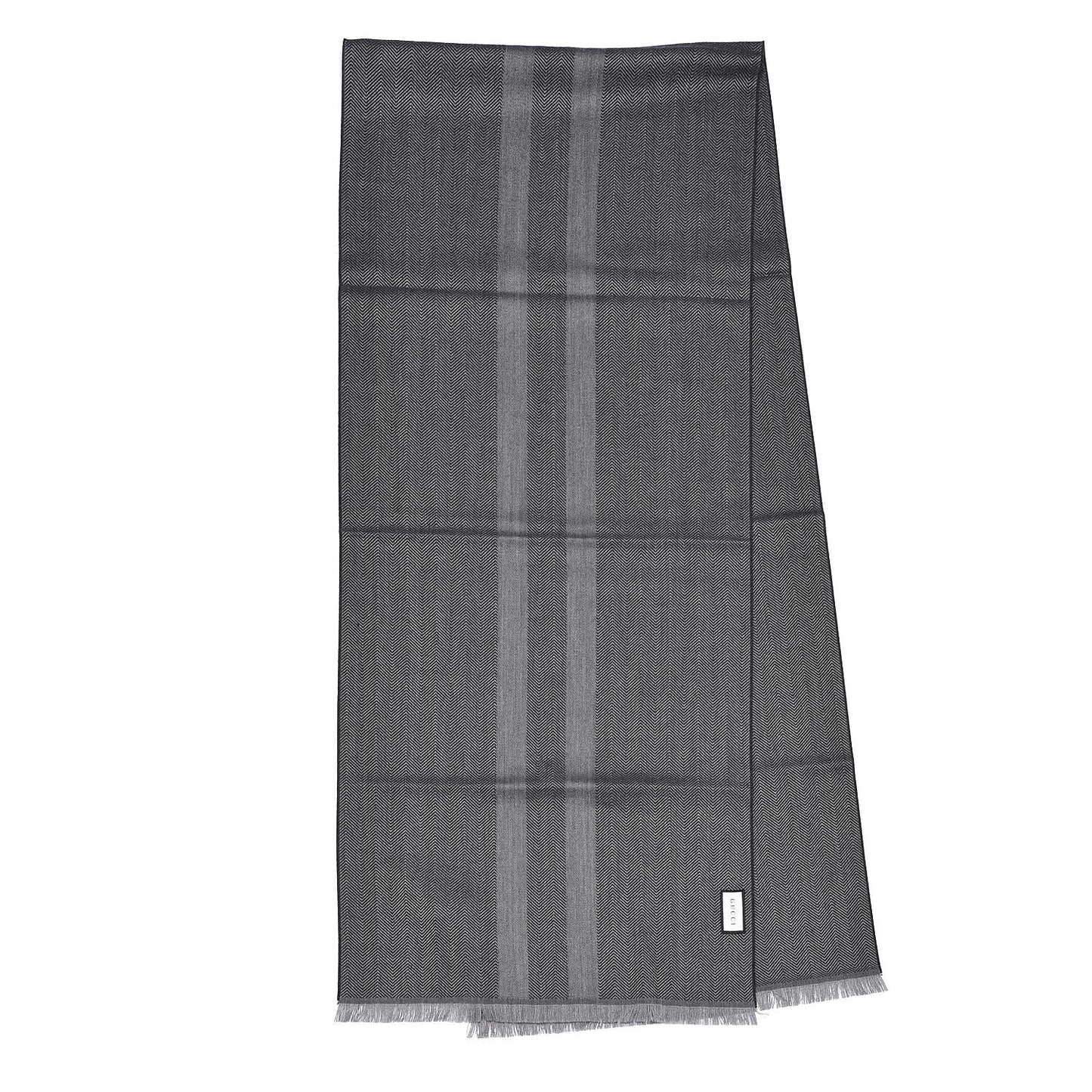 Wool Logo Ombre Fringe Scarf Grey