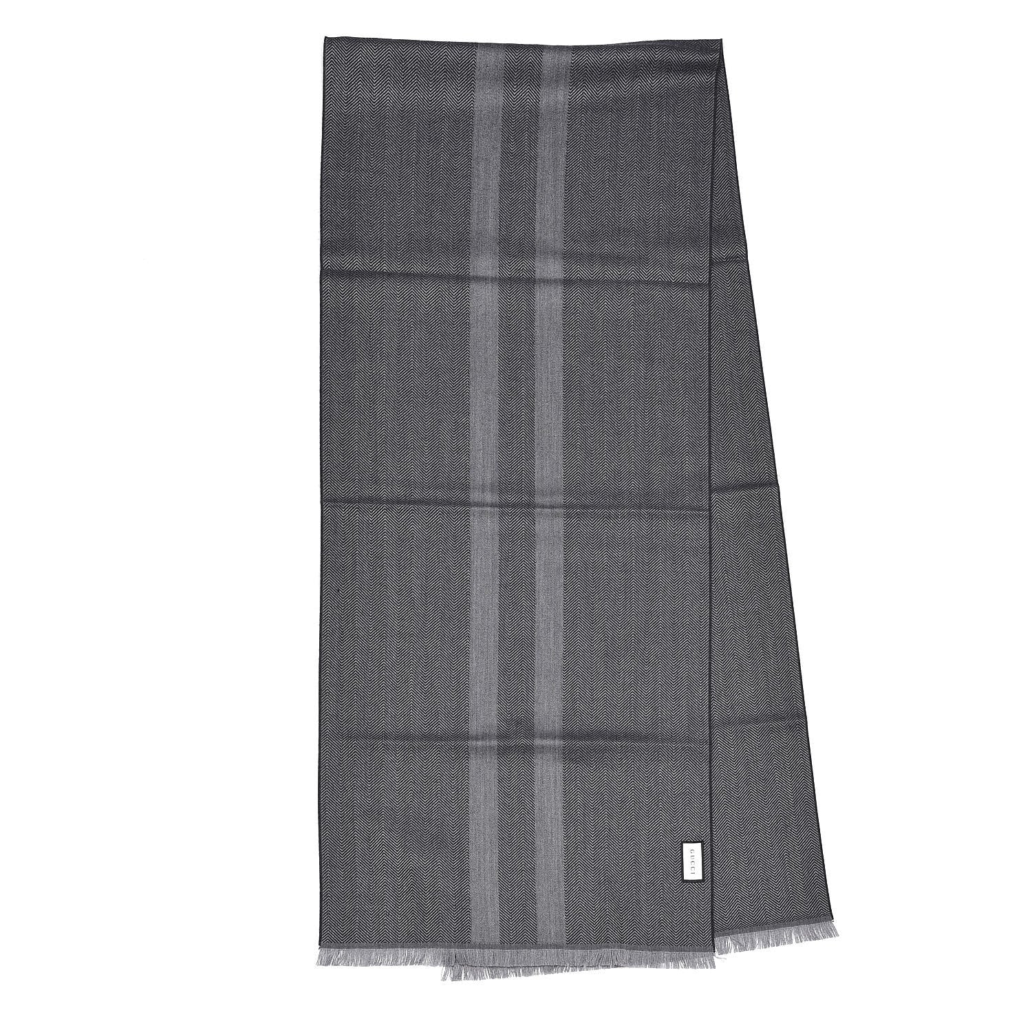 Gucci Wool Logo Ombre Fringe Scarf Grey 3 of 4