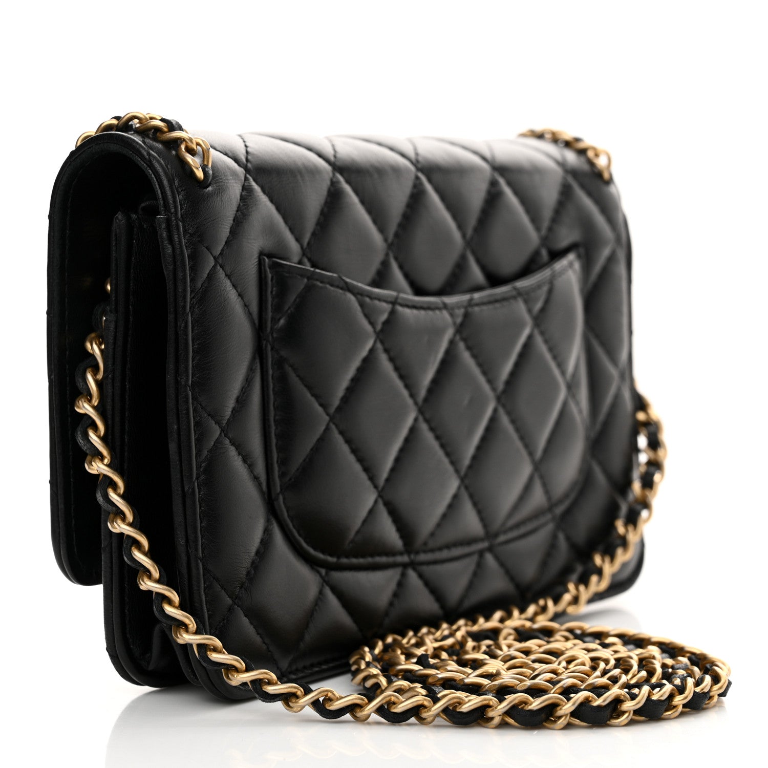 Chanel Lambskin Quilted Chain Around Wallet On Chain WOC Black 3 of 13