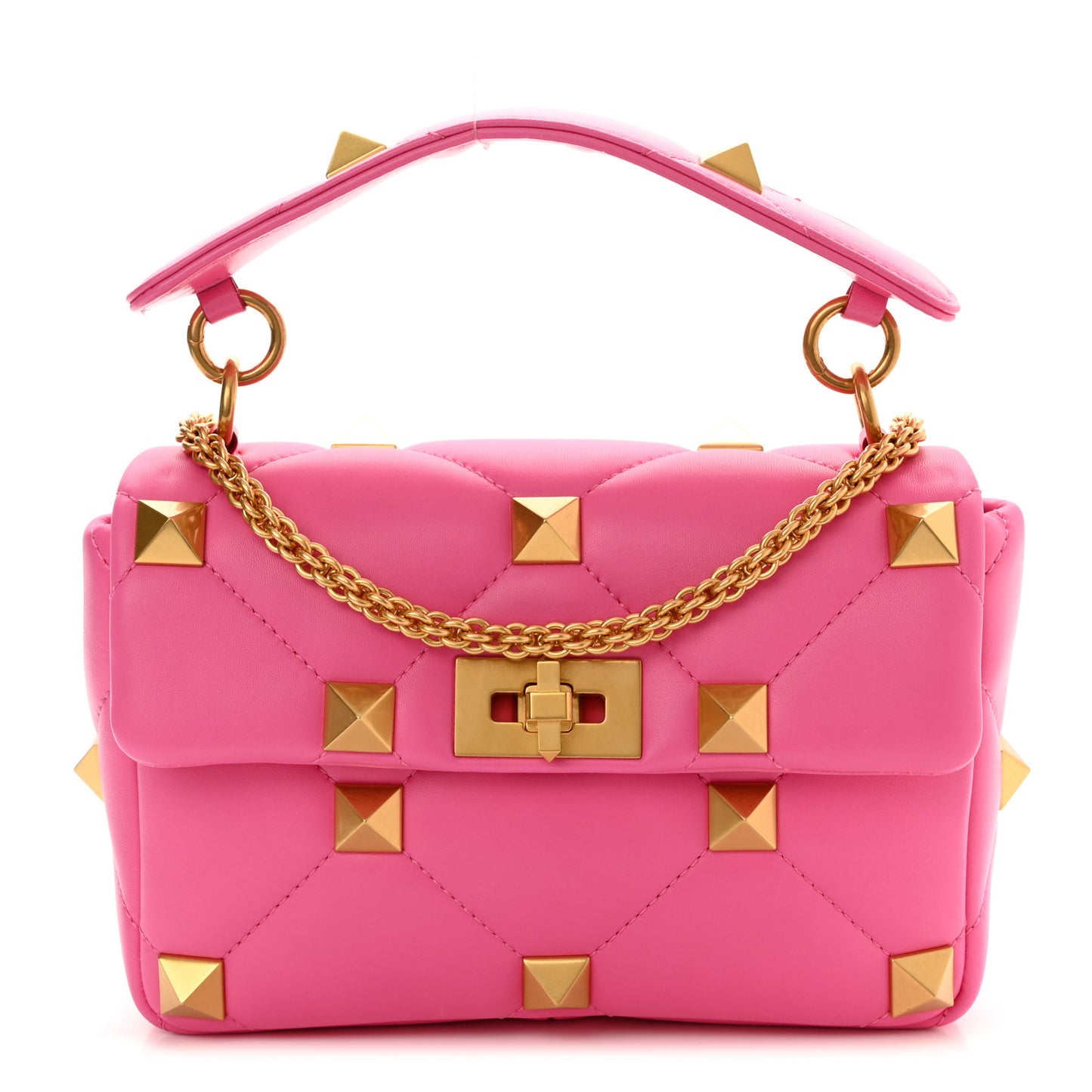 Nappa Medium Roman Stud Shoulder Bag Feminine Pink