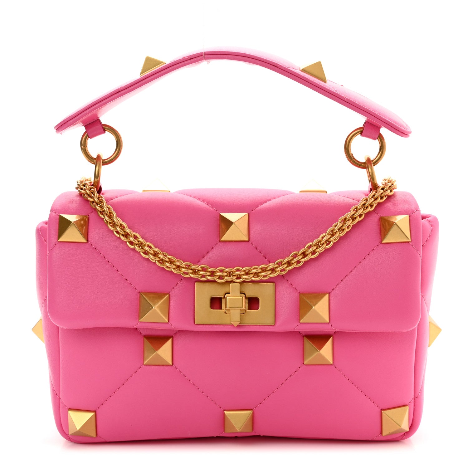 Valentino Garavani Nappa Medium Roman Stud Shoulder Bag Feminine Pink 1 of 10