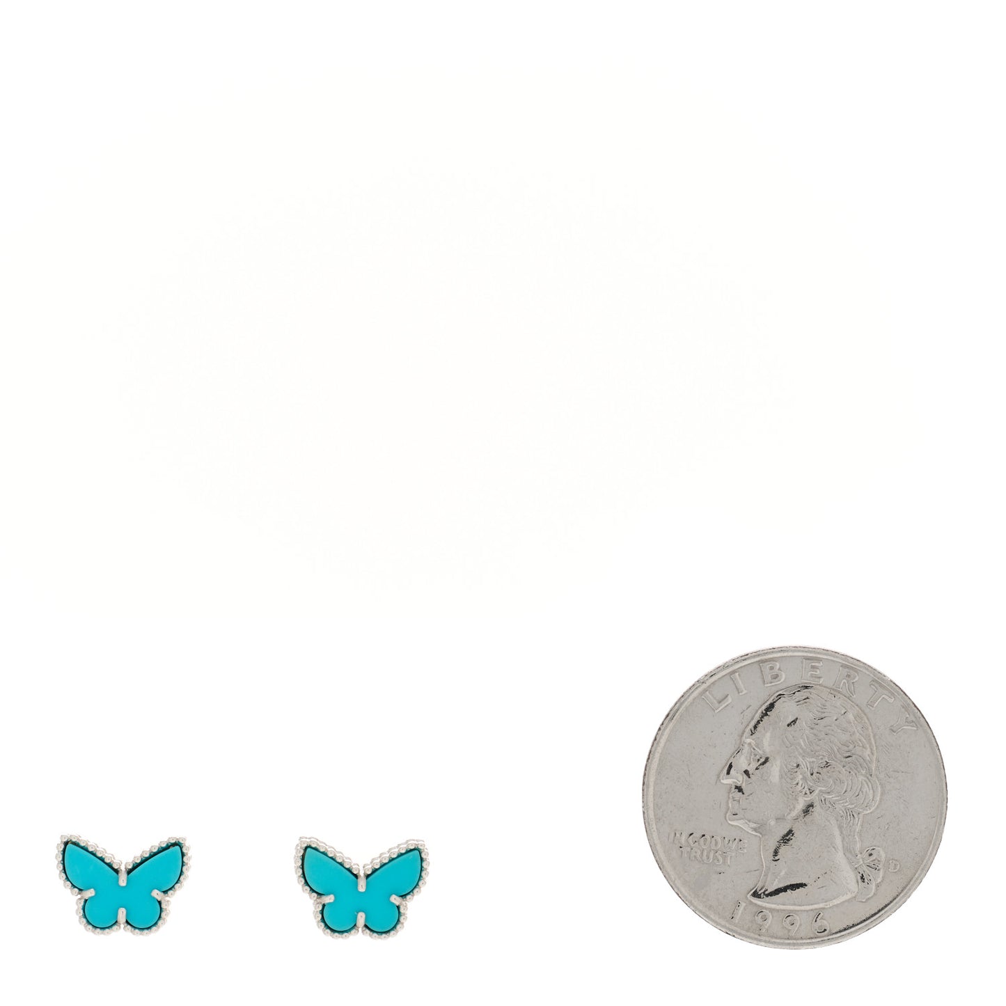 18K White Gold Turquoise Sweet Alhambra Butterfly Earrings