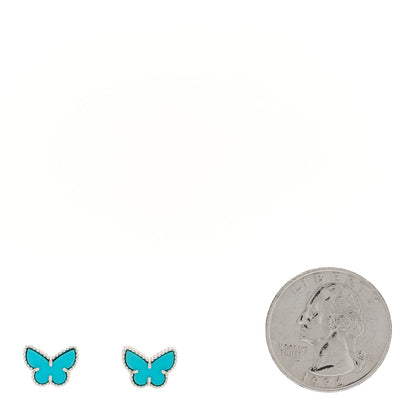 Van Cleef & Arpels 18K White Gold Turquoise Sweet Alhambra Butterfly Earrings 2 of 5