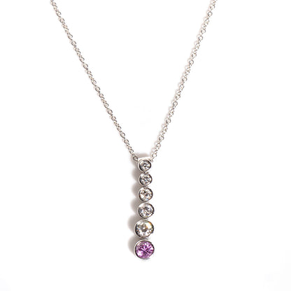 Tiffany Platinum Diamond Pink Sapphire Jazz Graduated Drop Pendant Necklace 1 of 9