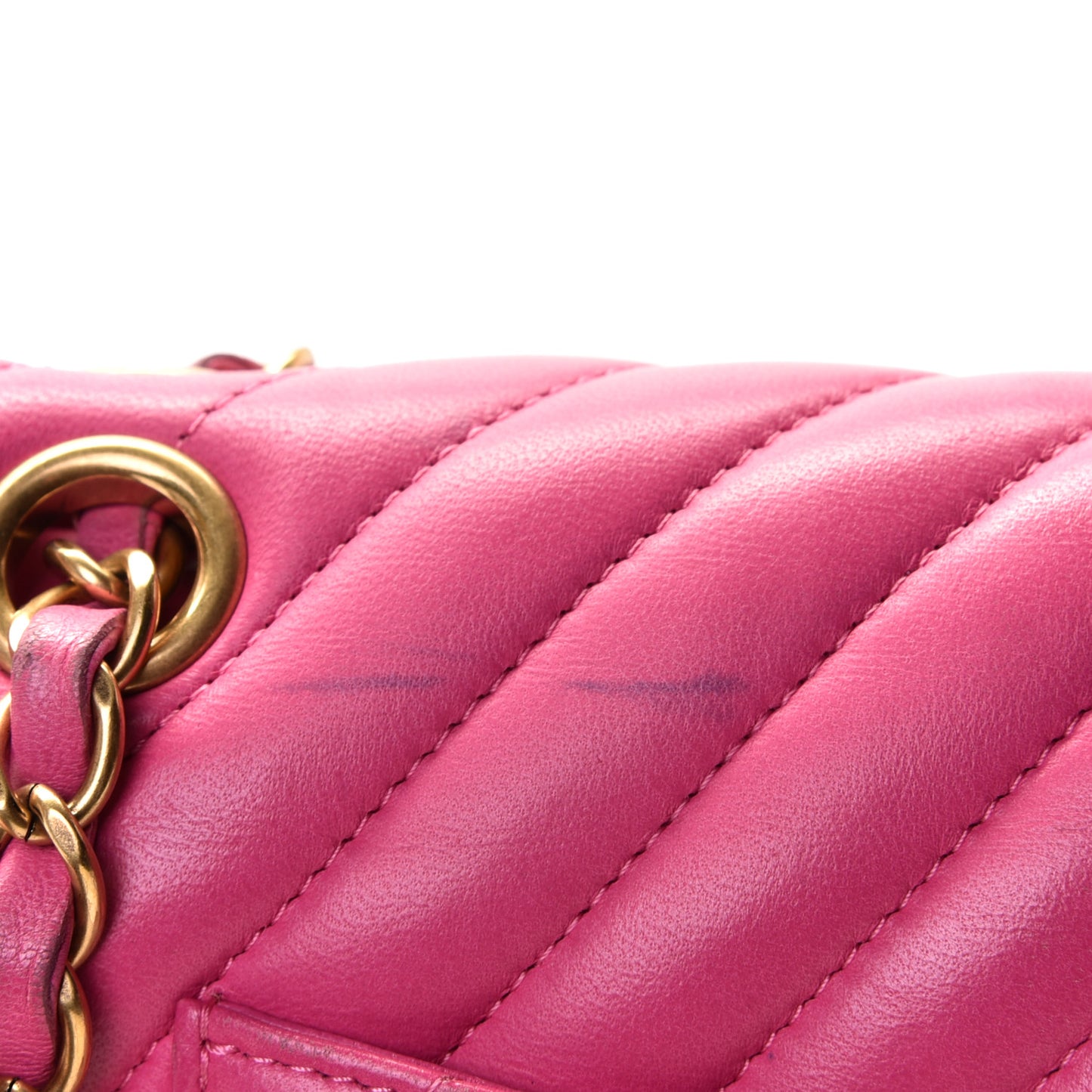 Lambskin Chevron Quilted Medium Double Flap Pink