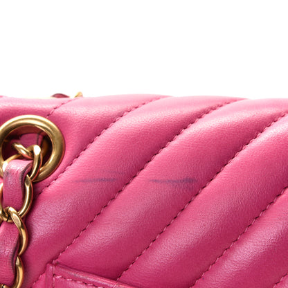 Chanel Lambskin Chevron Quilted Medium Double Flap Pink 9 of 12