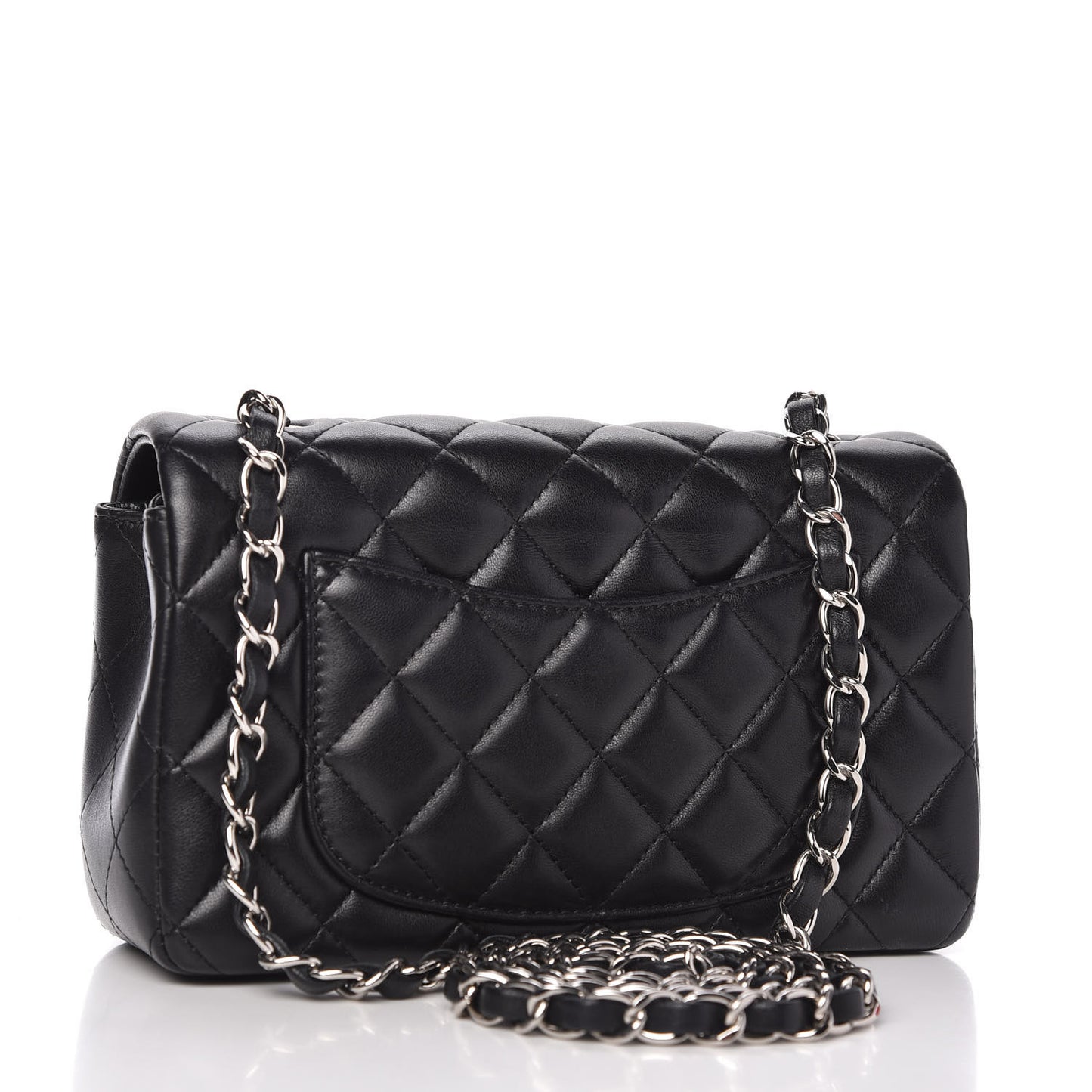 Lambskin Quilted Mini Rectangular Flap Black
