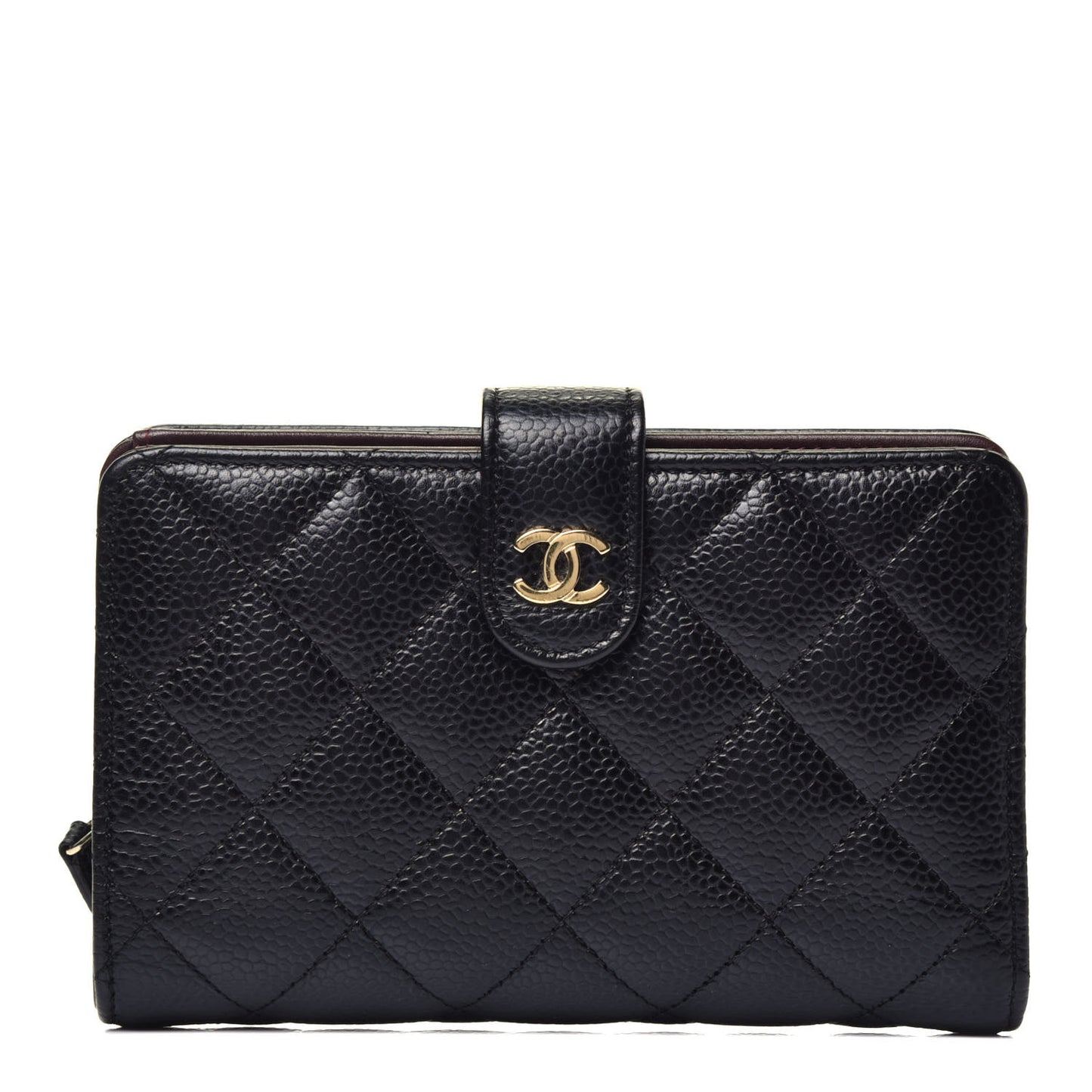 Caviar Quilted Zipped Pocket Wallet Black