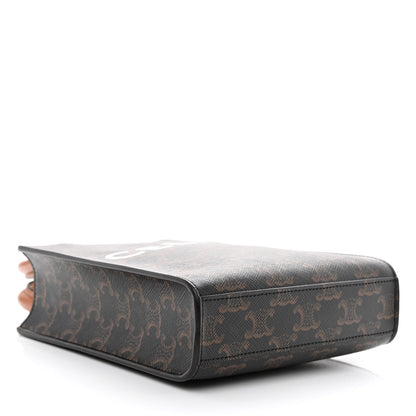 Celine Triomphe Canvas Calfskin Mini Vertical Cabas Tan 4 of 11
