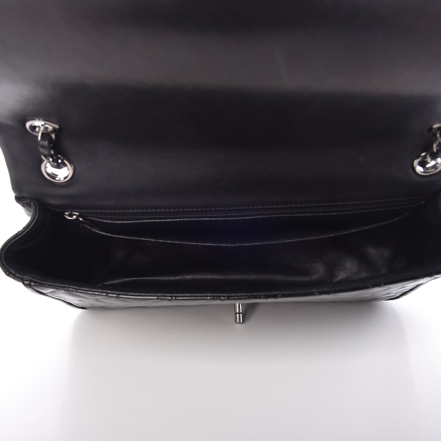 Patent Quilted Jumbo Classic Twist Flap Bag Black