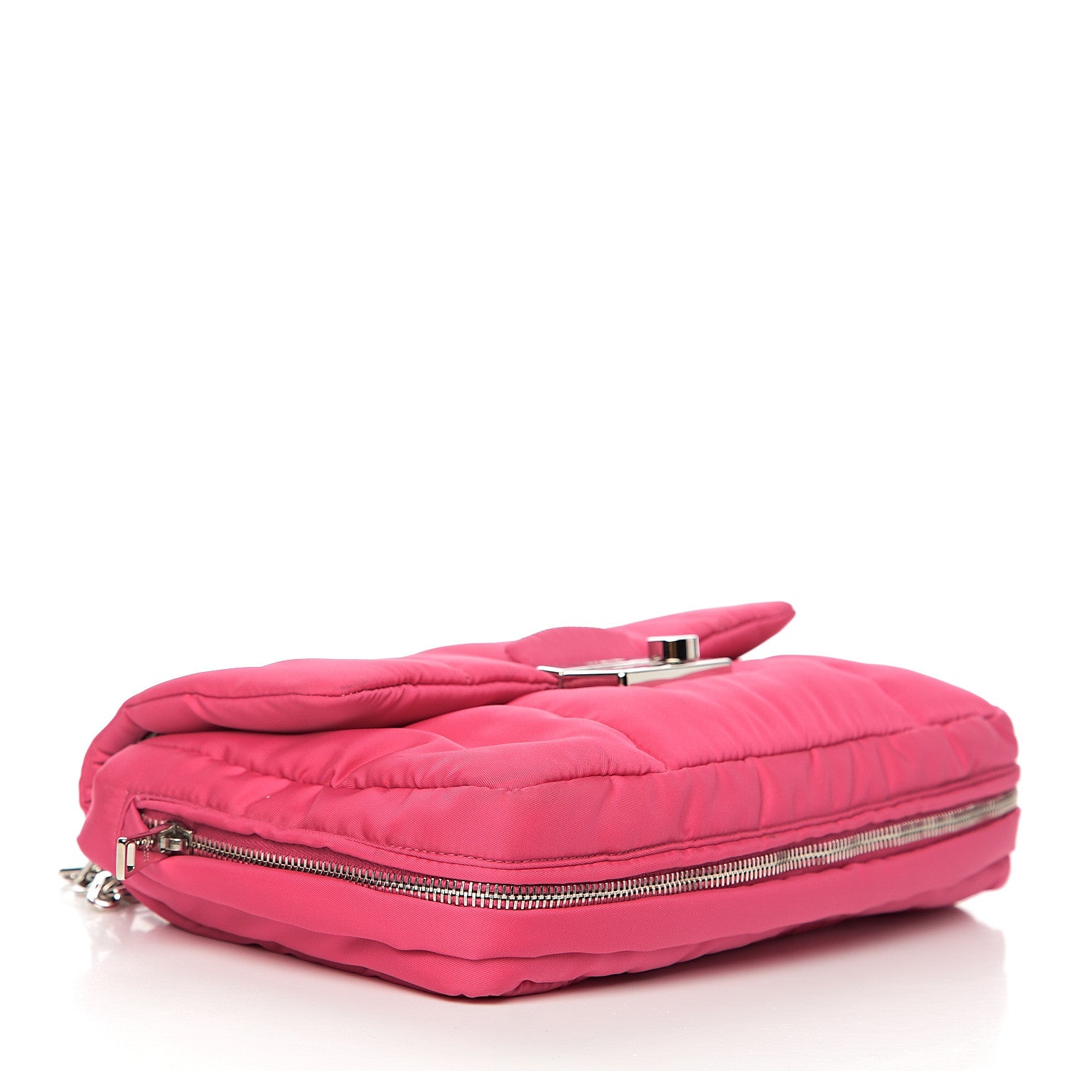 Prada Tessuto Nylon Bomber Sound Chain Flap Shoulder Bag Fuxia 3 of 8