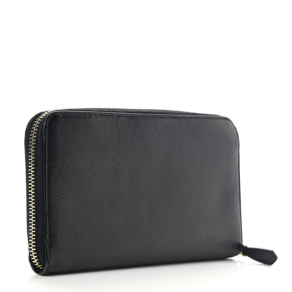 Prada Saffiano Fiocco Bow Zip Around Wallet Black 3 of 17