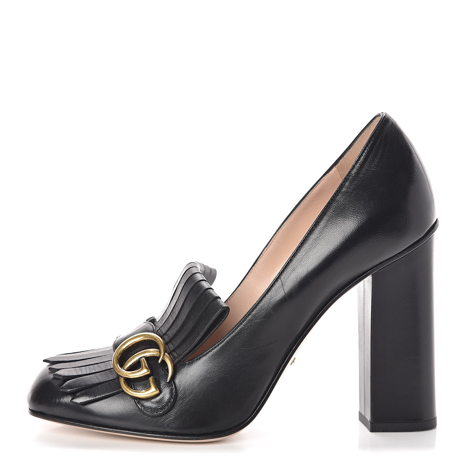 Gucci Malaga Kid GG Marmont Fringe 105mm Loafer Pumps 41 Black 1 of 8