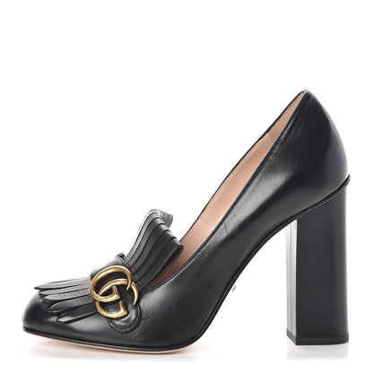 Gucci Malaga Kid GG Marmont Fringe 105mm Loafer Pumps 41 Black 1 of 8