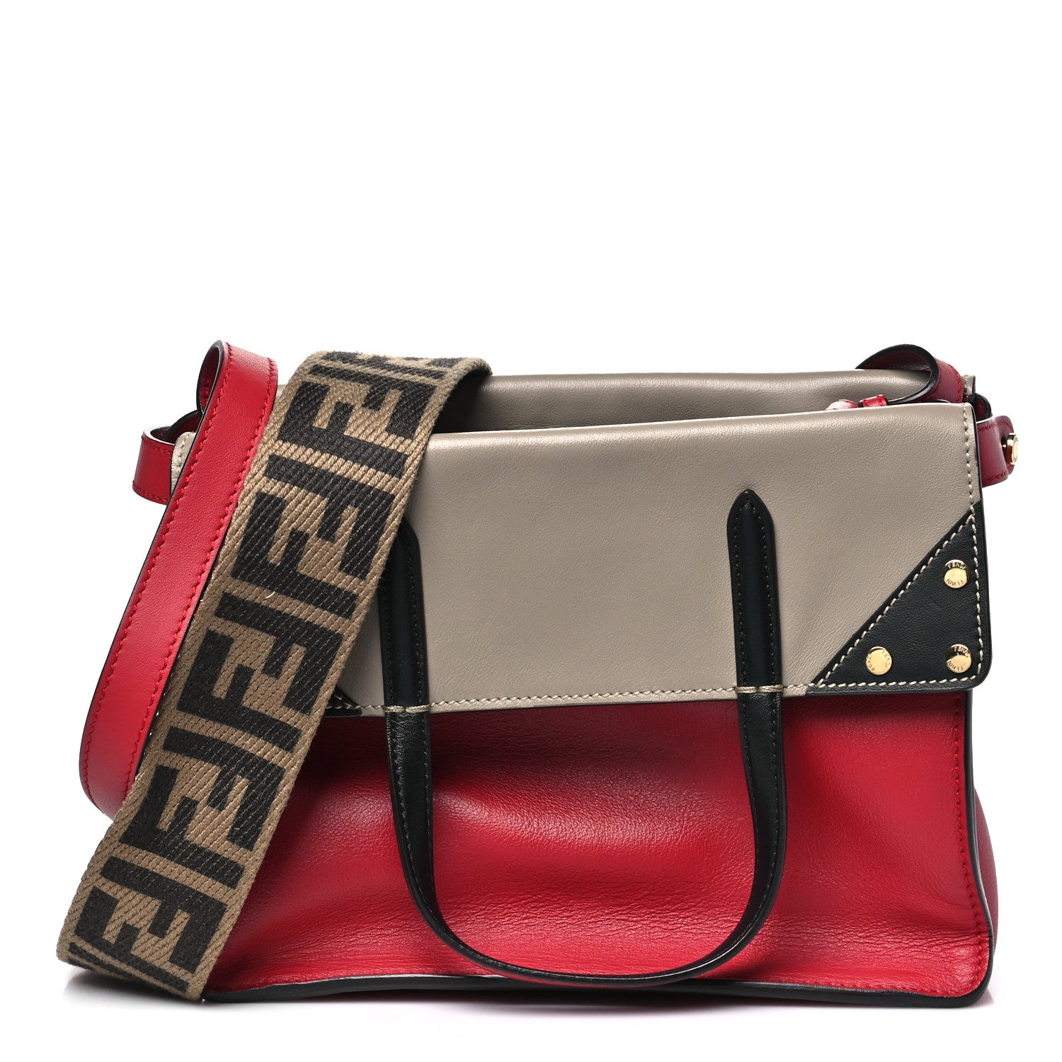 Fendi Vitello Grace FF 1974 Small Flip Tote Fragola Sepia 1 of 10
