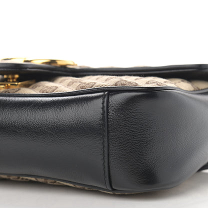 Gucci Monogram Matelasse Diagonal Small GG Marmont Shoulder Bag Beige Black 10 of 12