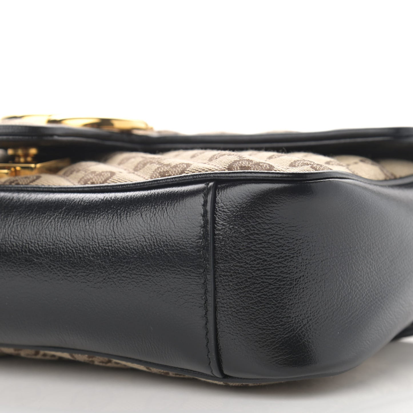 Monogram Matelasse Diagonal Small GG Marmont Shoulder Bag Beige Black