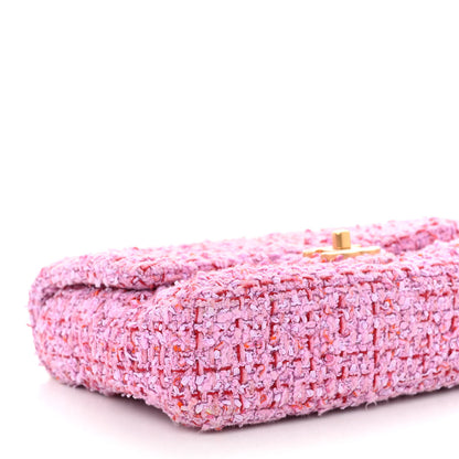 Chanel Tweed Enamel Quilted Mini Pending CC Square Flap Light Purple Pink Red 9 of 10