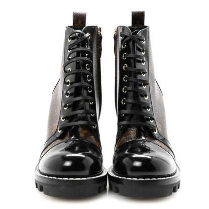 Louis Vuitton Patent Calfskin Monogram Star Trail Ankle Boots 39 Black 3 of 8