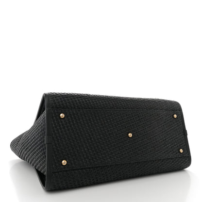 Chanel Straw Raffia Calfskin Chain Medium Deauville Black 4 of 10