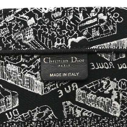 Christian Dior Canvas Embroidered Medium Plan De Paris Book Tote Black White 6 of 10