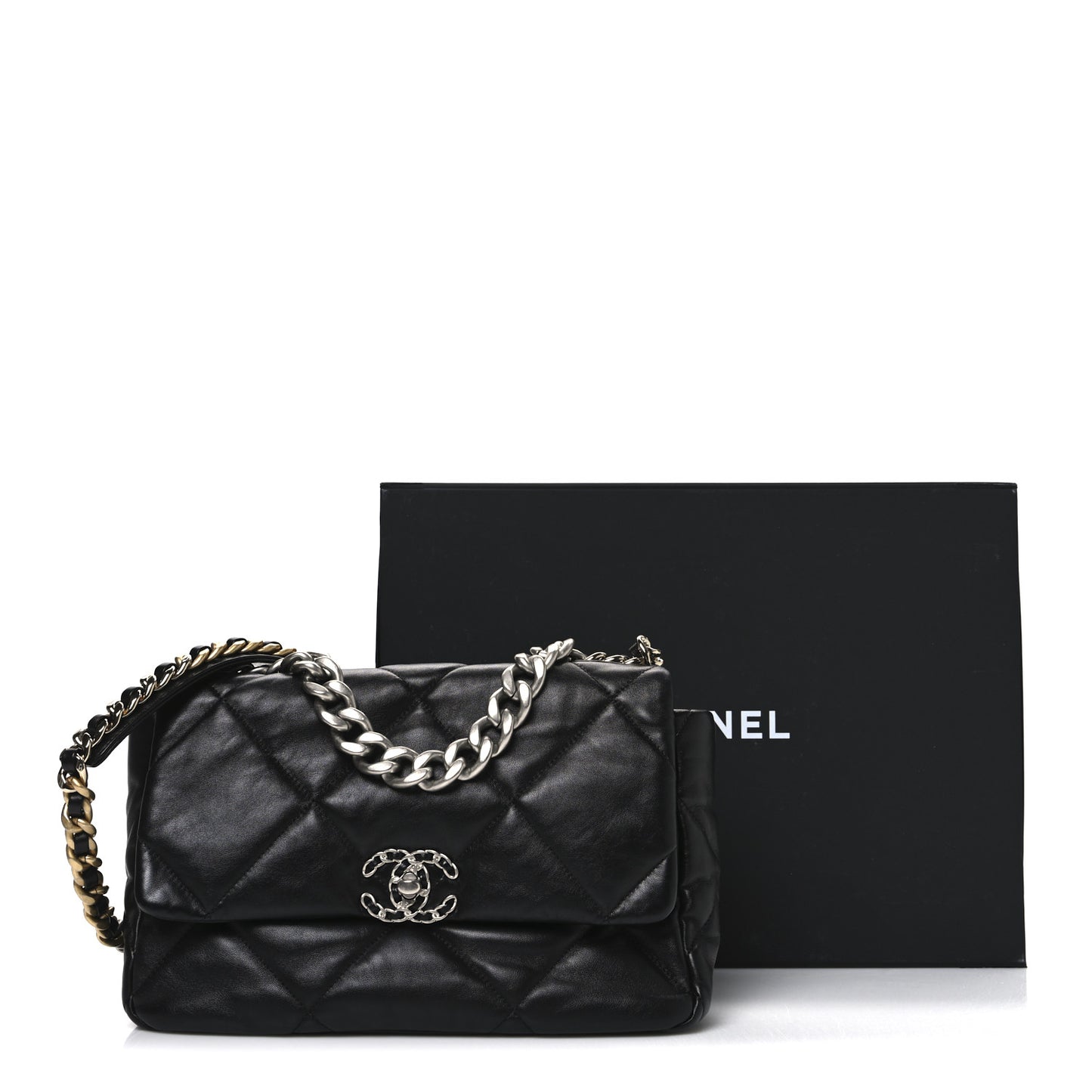 Lambskin Quilted Large Chanel 19 Flap Black