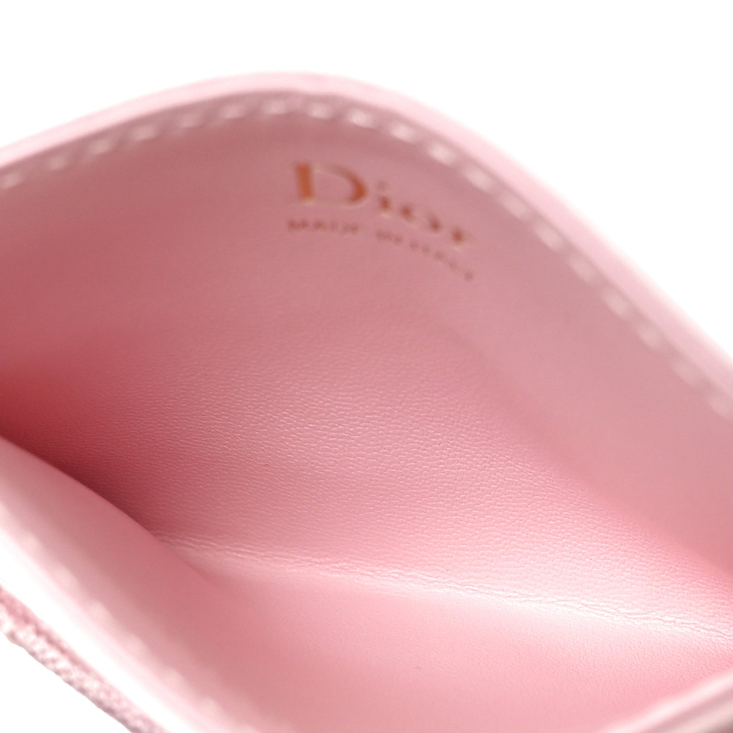 Calfskin Technical Fabric Oblique Lace Freesia Card Holder Pink