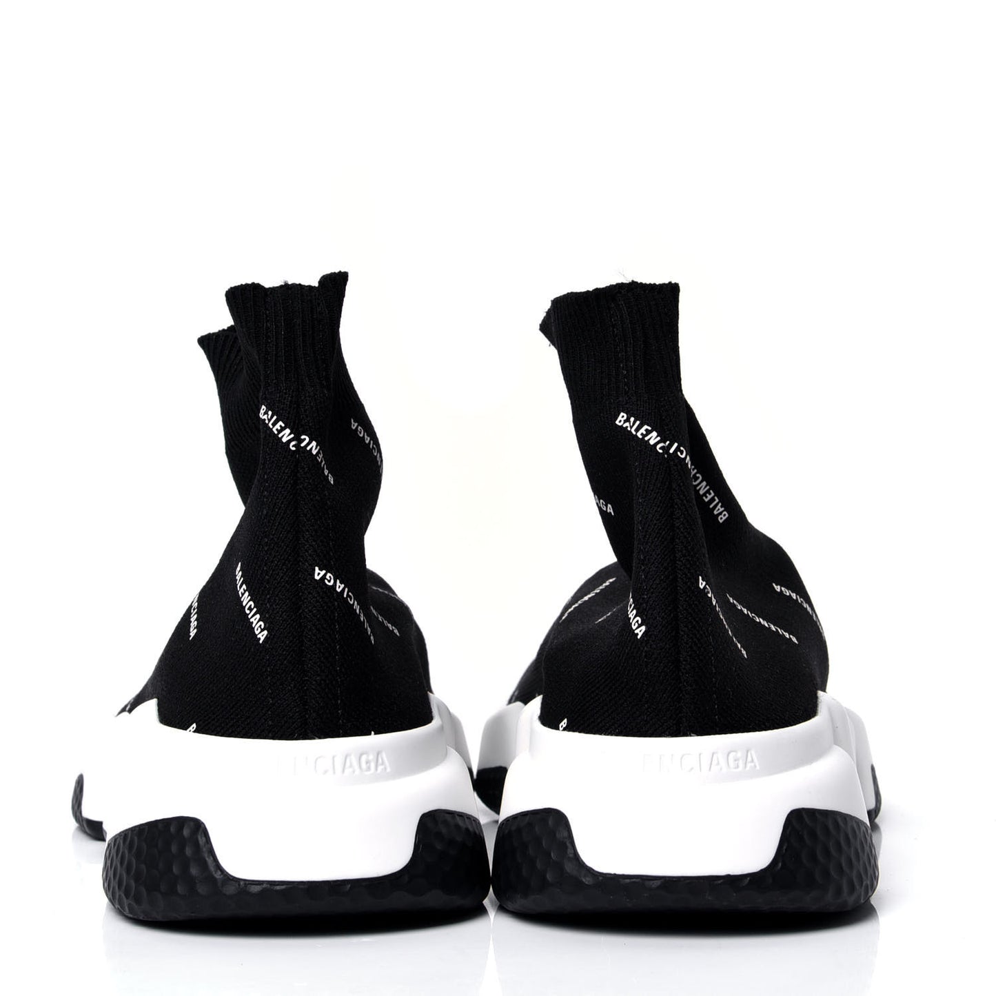 Neoprene Knit Allover Logo Bi-Color Sole Womens Speed Sneakers 37 Black White