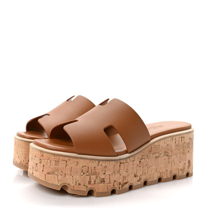 Hermes Calfskin Cork Eze 30 Sandals 36 Marron Glaise 3 of 8