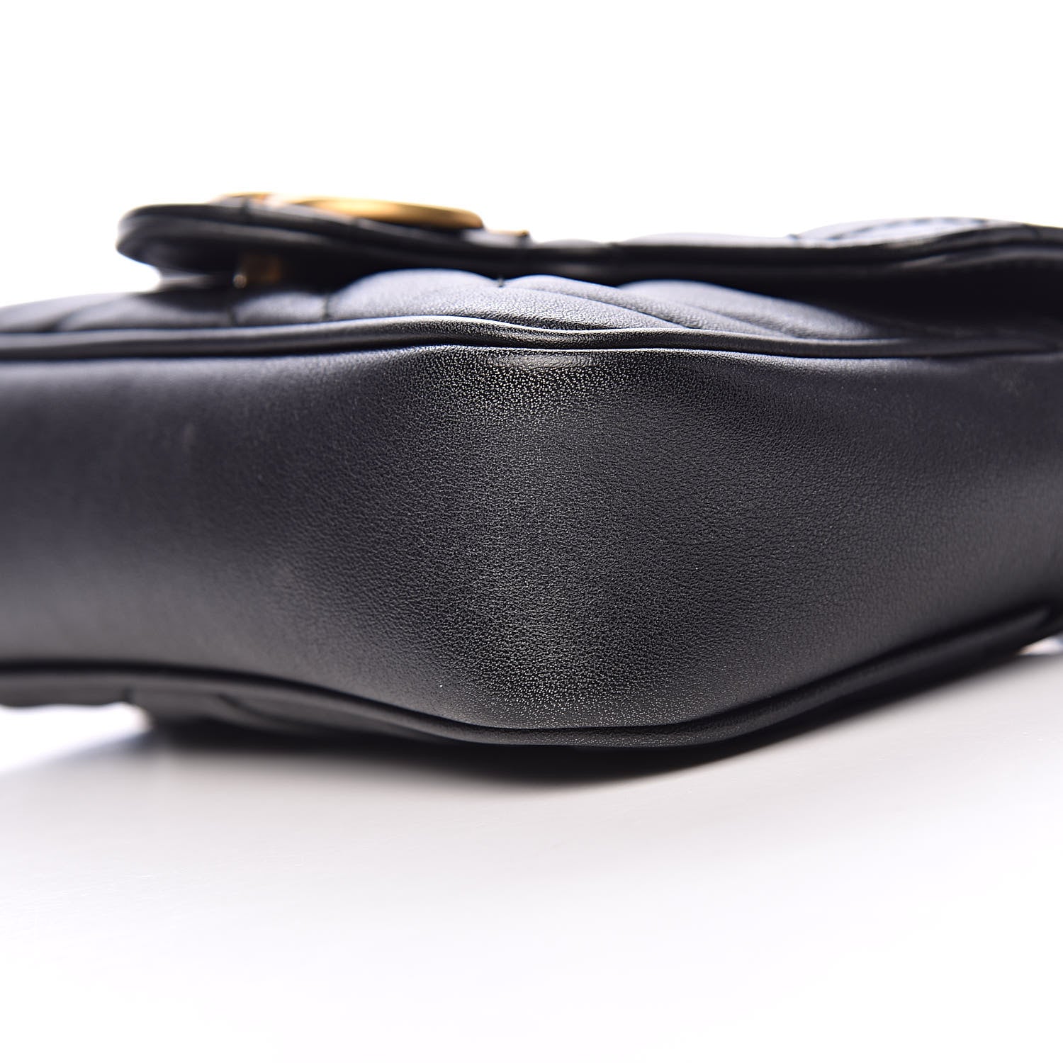 Gucci Calfskin Matelasse Super Mini GG Marmont Shoulder Bag Black 9 of 11
