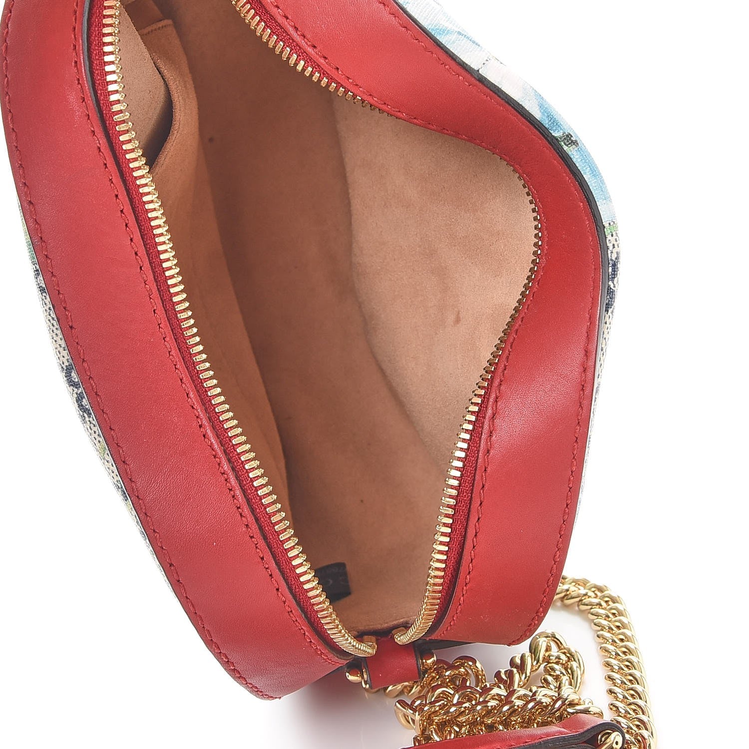 Gucci GG Supreme Monogram Blooms Mini Chain Shoulder Bag Beige Blue Navy Hibiscus Red 6 of 10