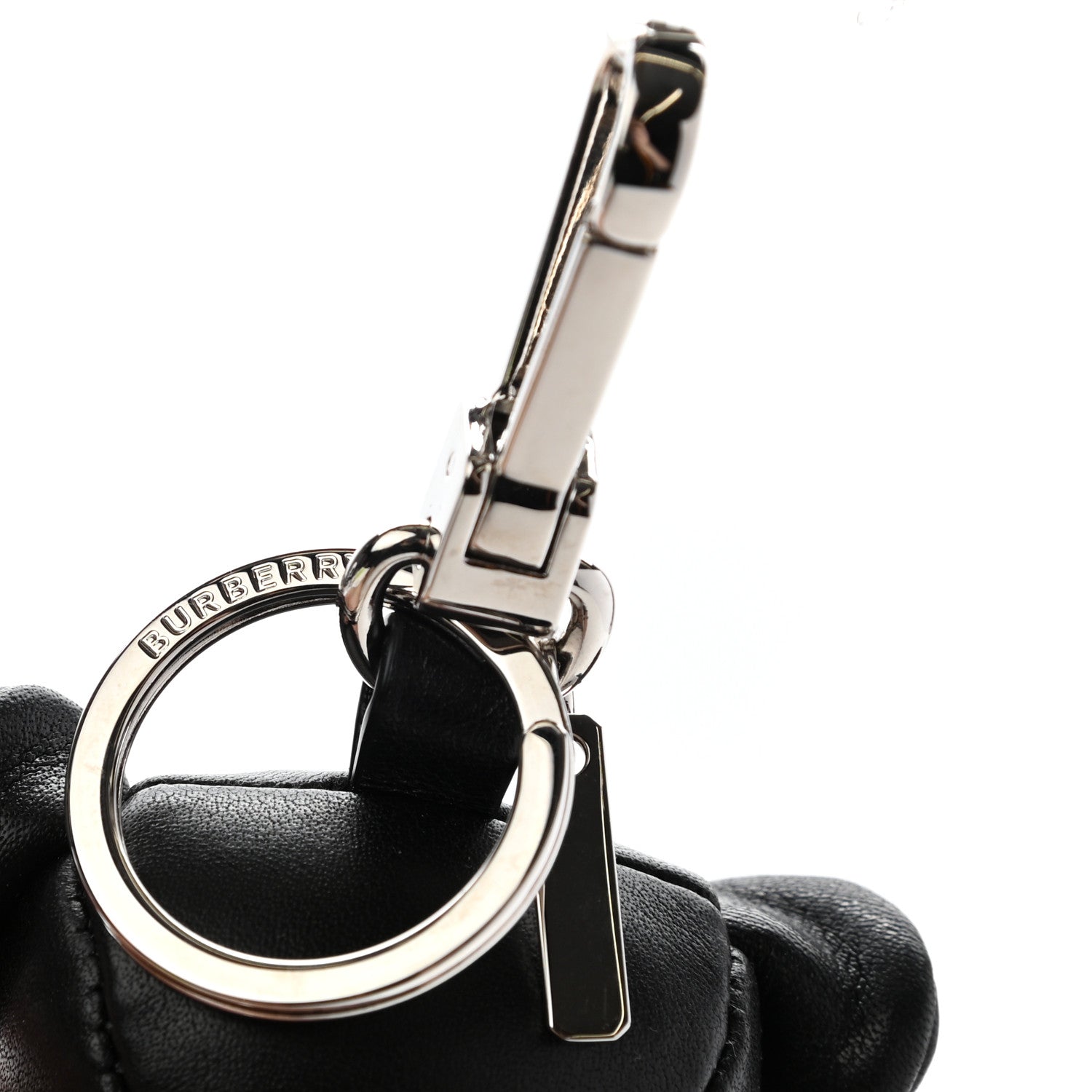 Burberry Grained Calfskin Vintage Check Thomas Trench Teddy Bear Keychain Charm Black 3 of 9