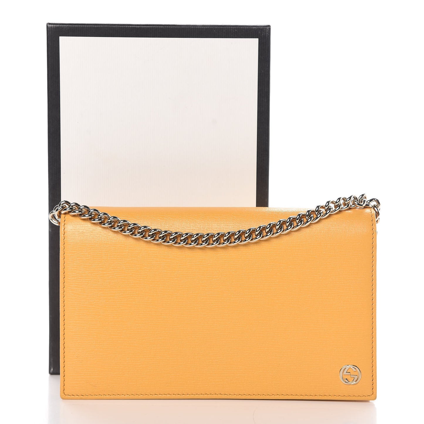 Textured Calfskin Medium Betty Chain Wallet Yellow