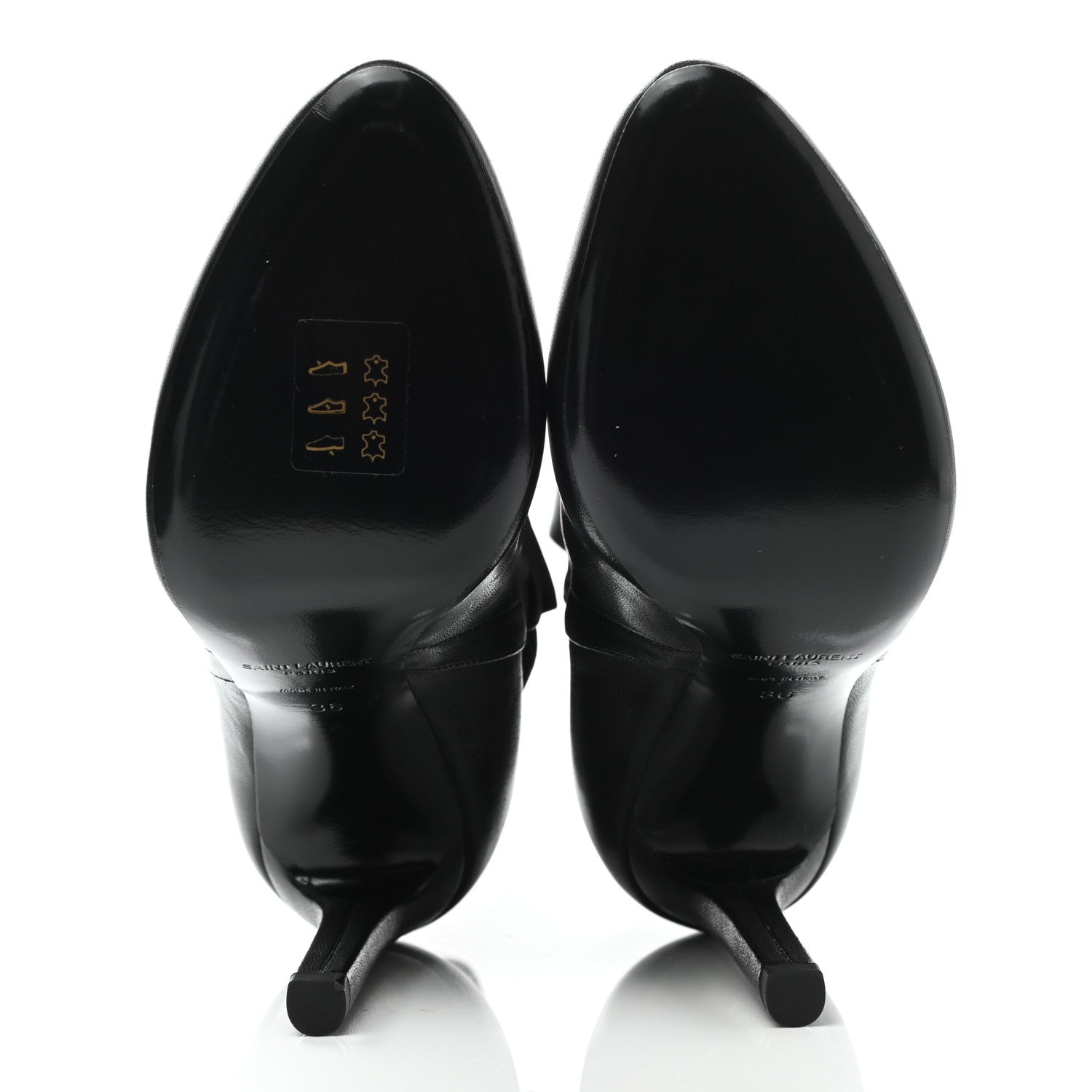 Saint Laurent Nappa Mica Buckle Ankle Booties 36 Black 5 of 9