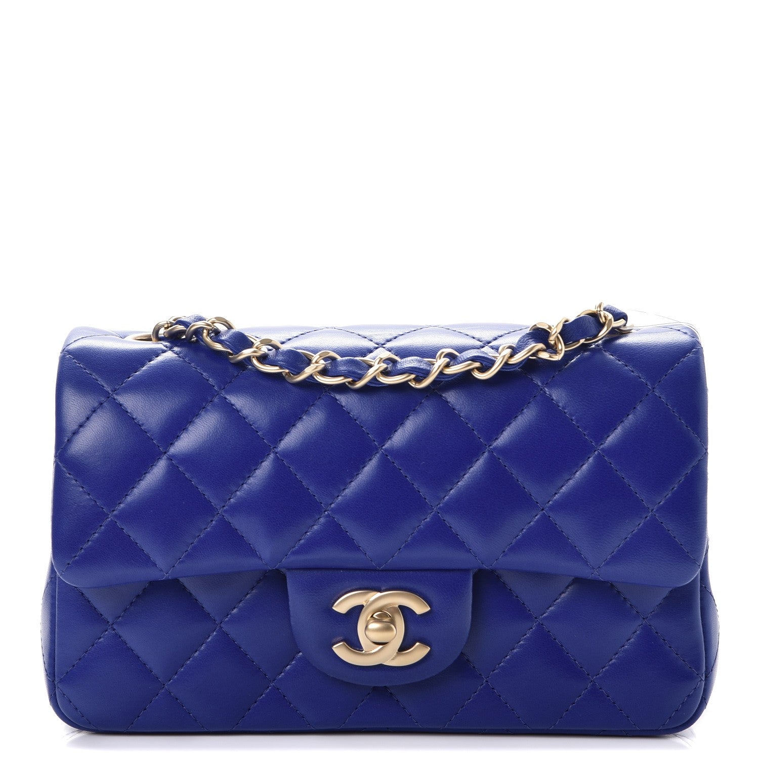 Chanel Lambskin Quilted Mini Rectangular Flap Dark Blue 1 of 8