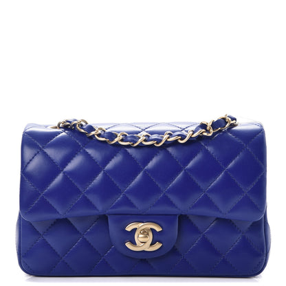 Chanel Lambskin Quilted Mini Rectangular Flap Dark Blue 1 of 8