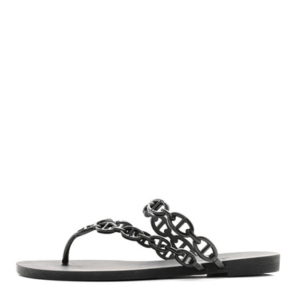 Hermes Rubber Chaine d'Ancre Island Sandals 36 Black 1 of 8
