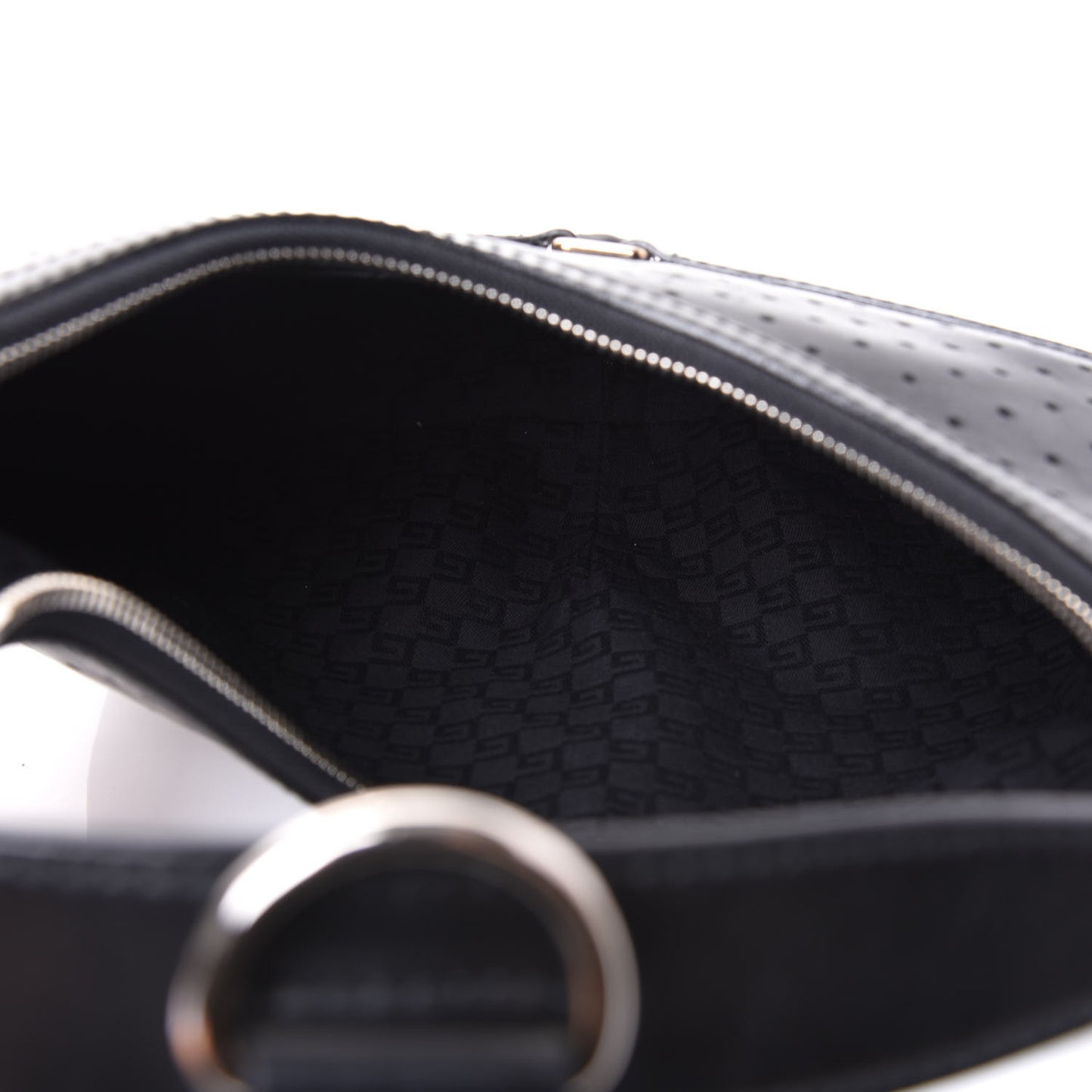 Perforated Calfskin Reins Hobo Black