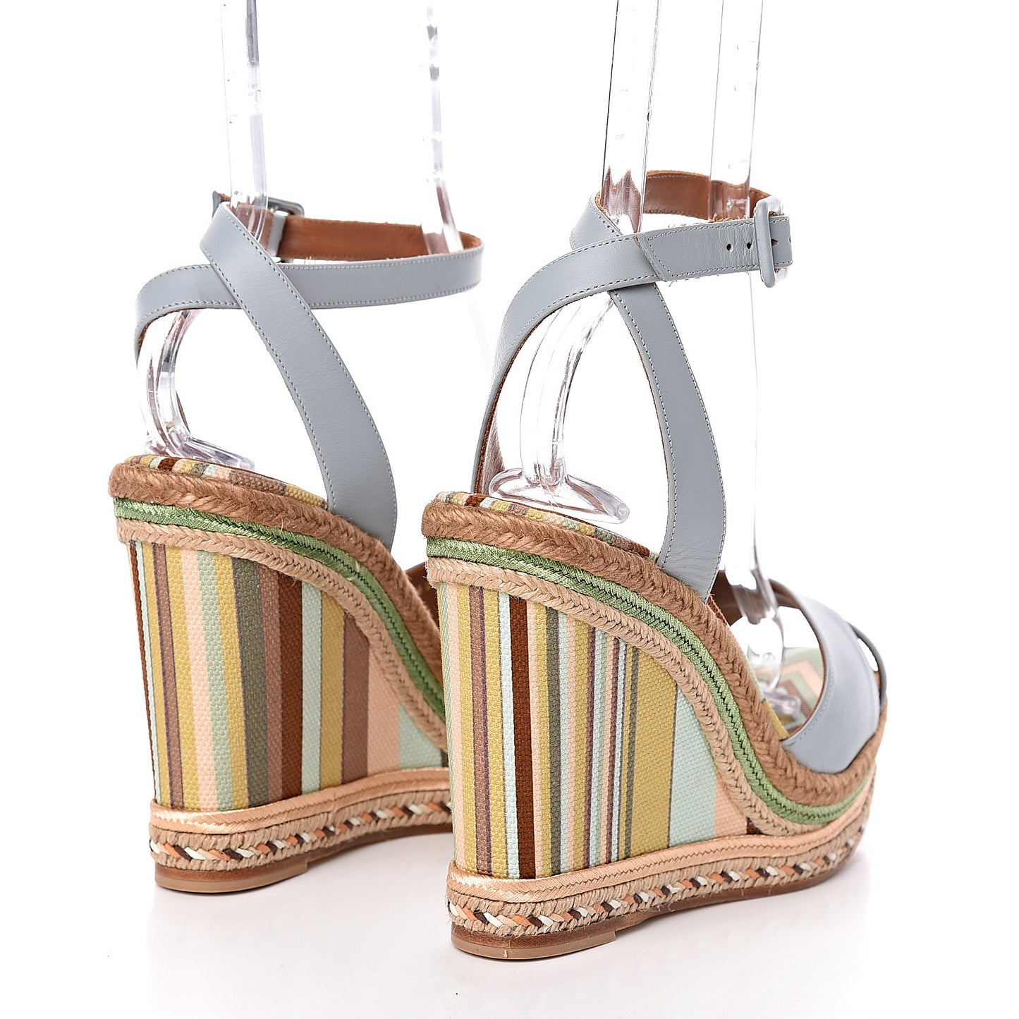 Calfskin Canvas Native Couture 1975 Espadrille Wedge Sandals 40 Sky Sorbet Multicolor