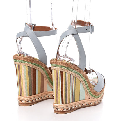 Valentino Garavani Calfskin Canvas Native Couture 1975 Espadrille Wedge Sandals 40 Sky Sorbet Multicolor 4 of 10