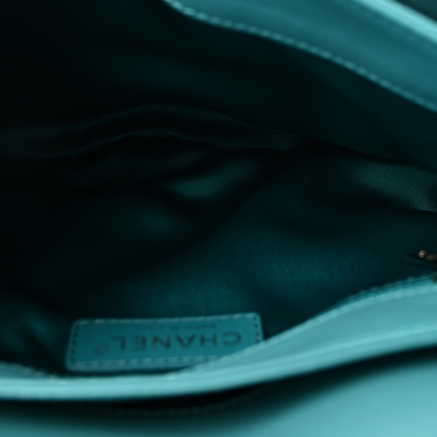 Chanel Calfskin Stitched Double Flap Bag Turquoise 5 of 10
