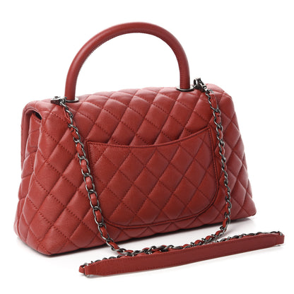 Chanel Caviar Quilted Small Coco Handle Flap Dark Red 3 of 11