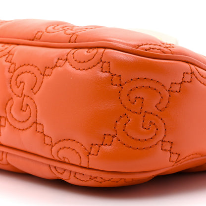 Gucci Calfskin GG Matelasse Chain Handbag Deep Orange Natural 9 of 11